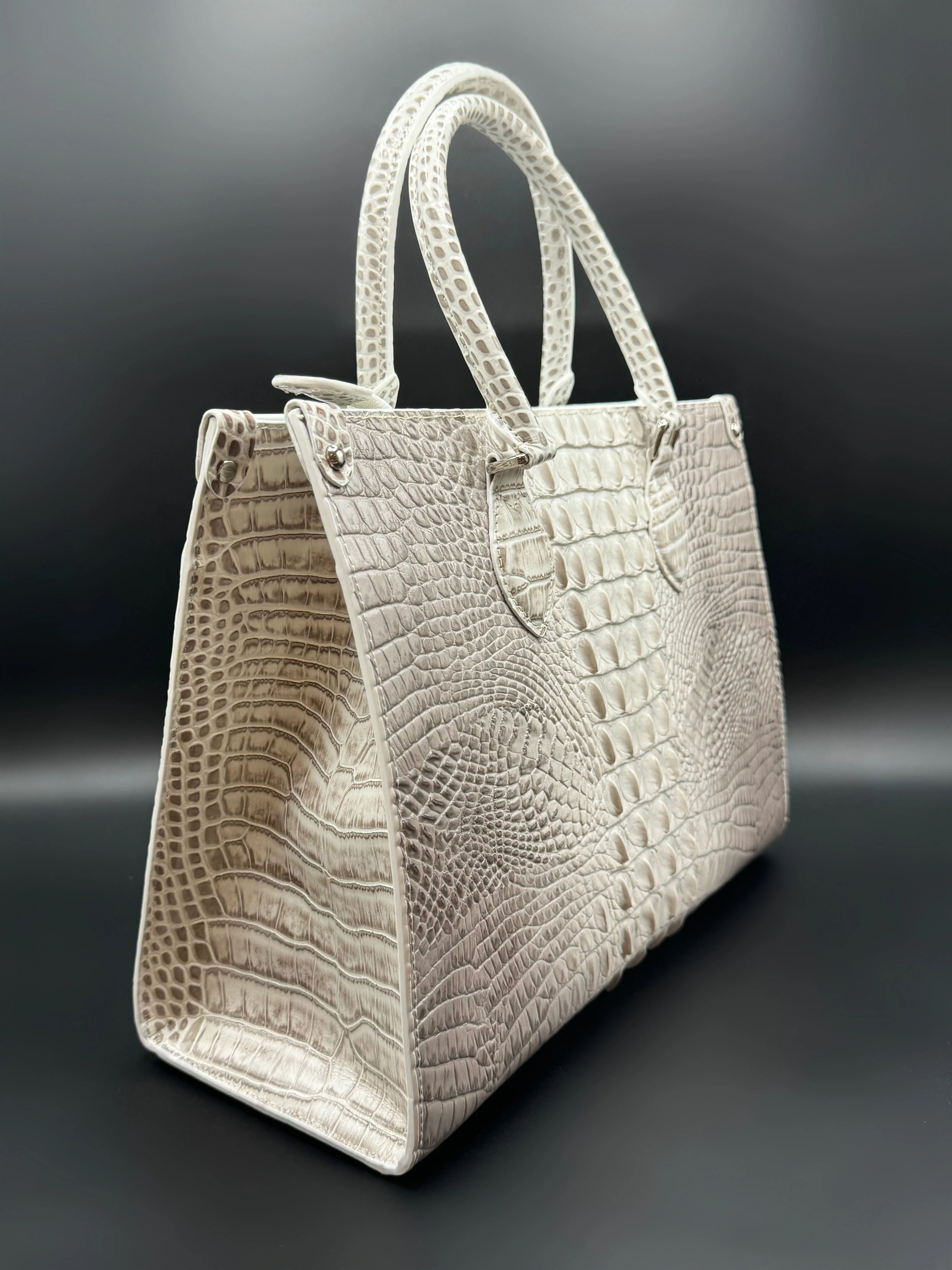 White Croc Embossed Tote