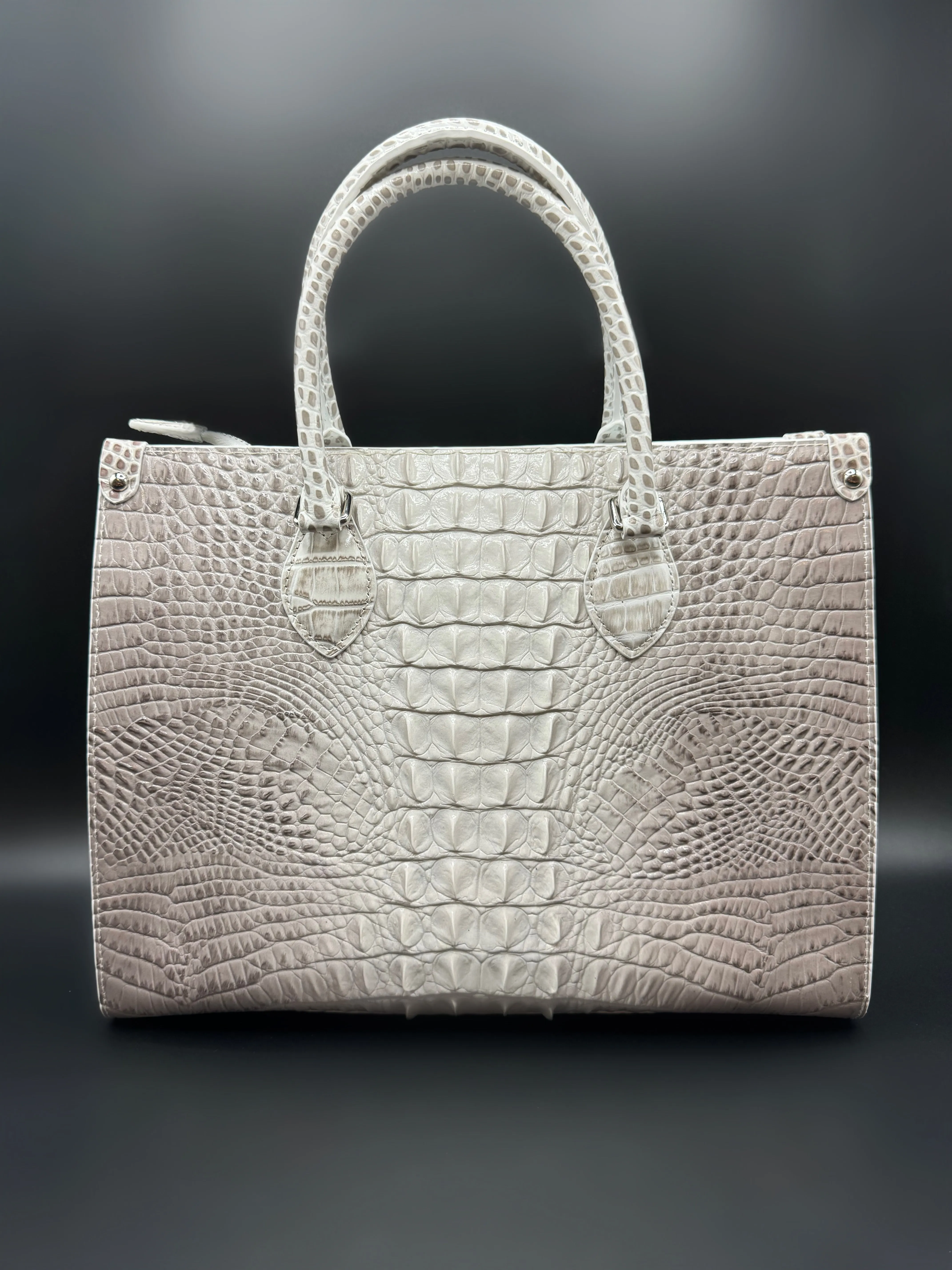 White Croc Embossed Tote