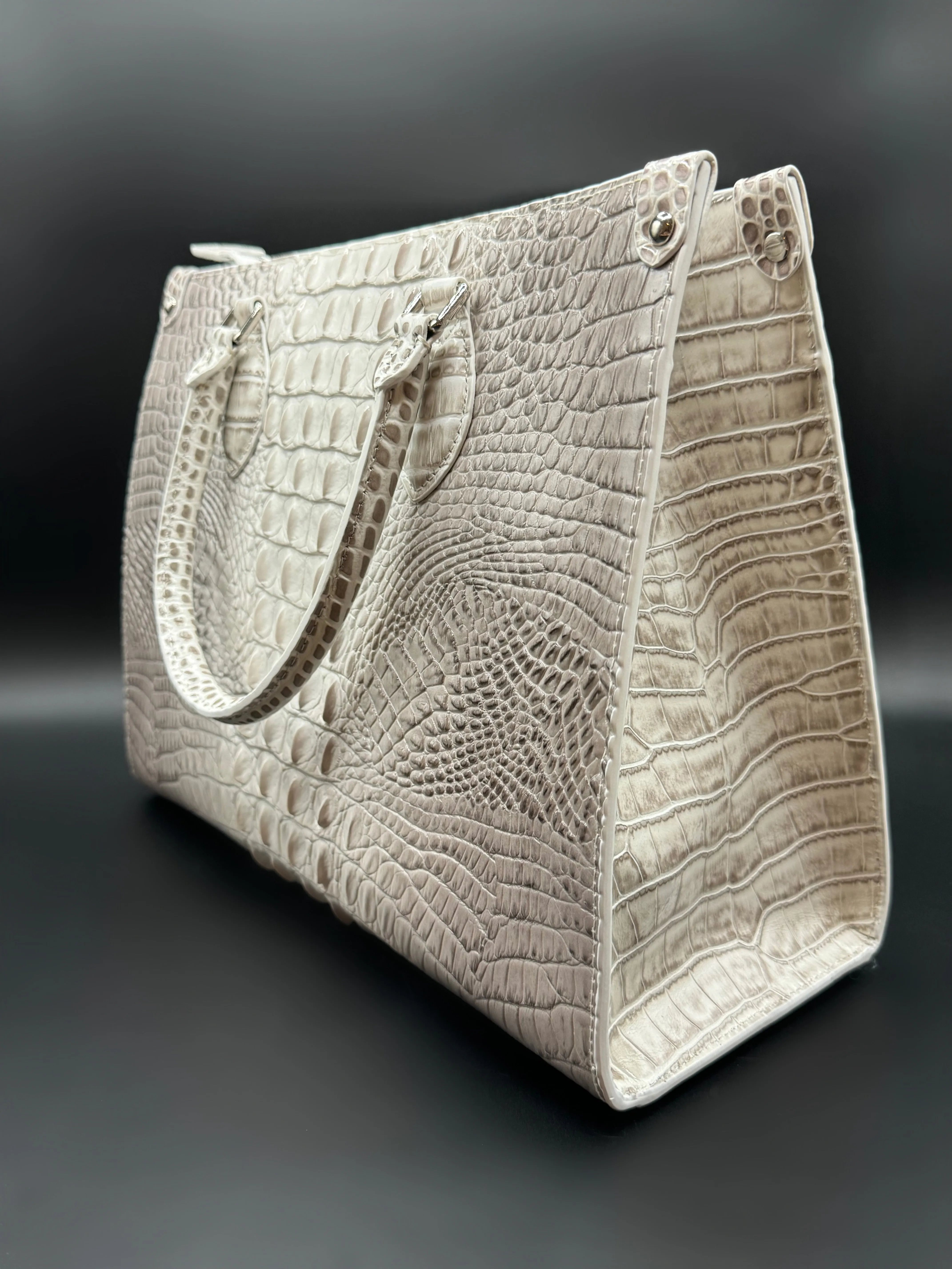 White Croc Embossed Tote