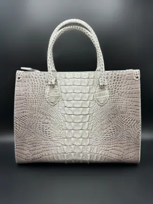 White Croc Embossed Tote