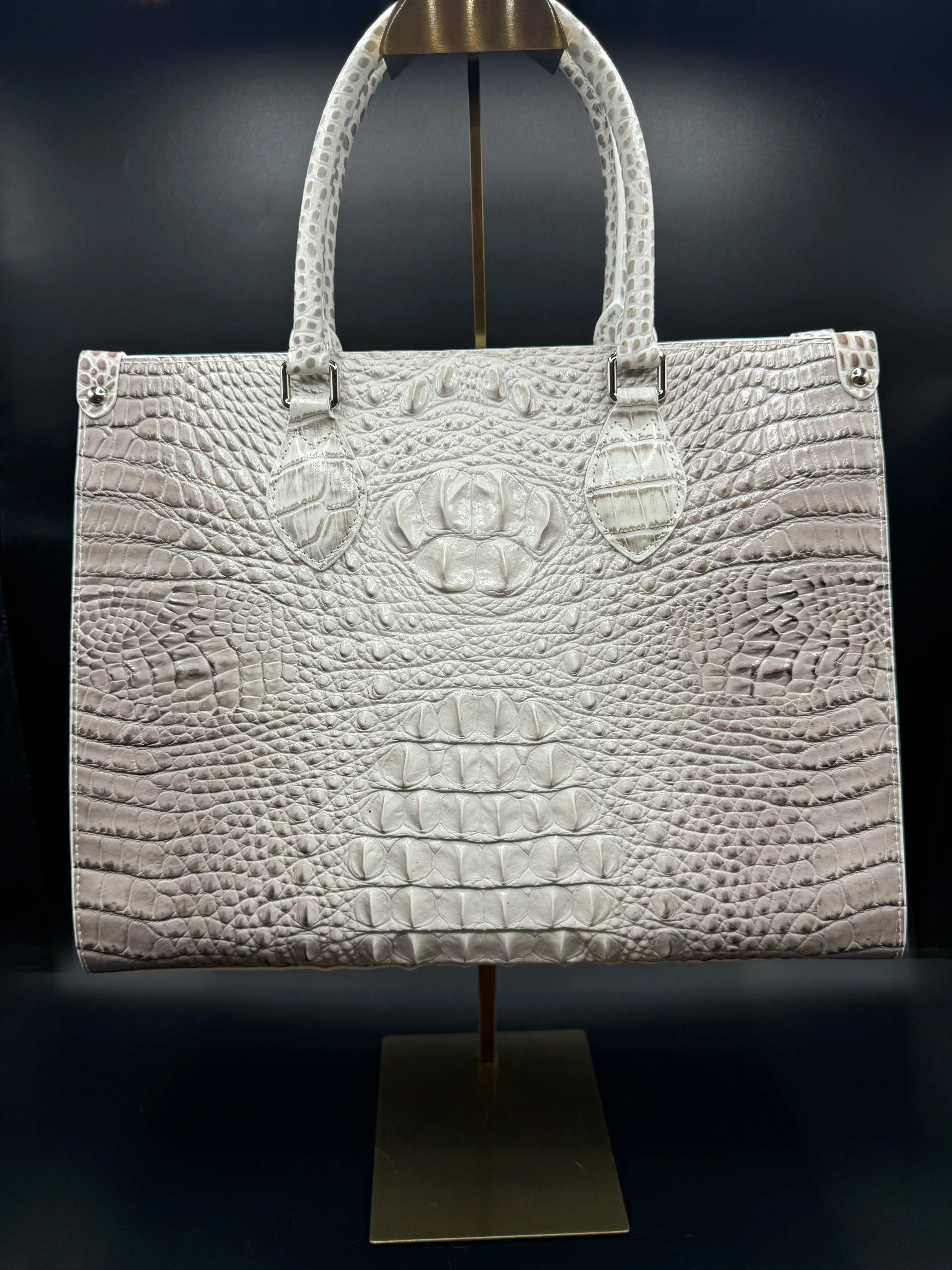 White Croc Embossed Tote
