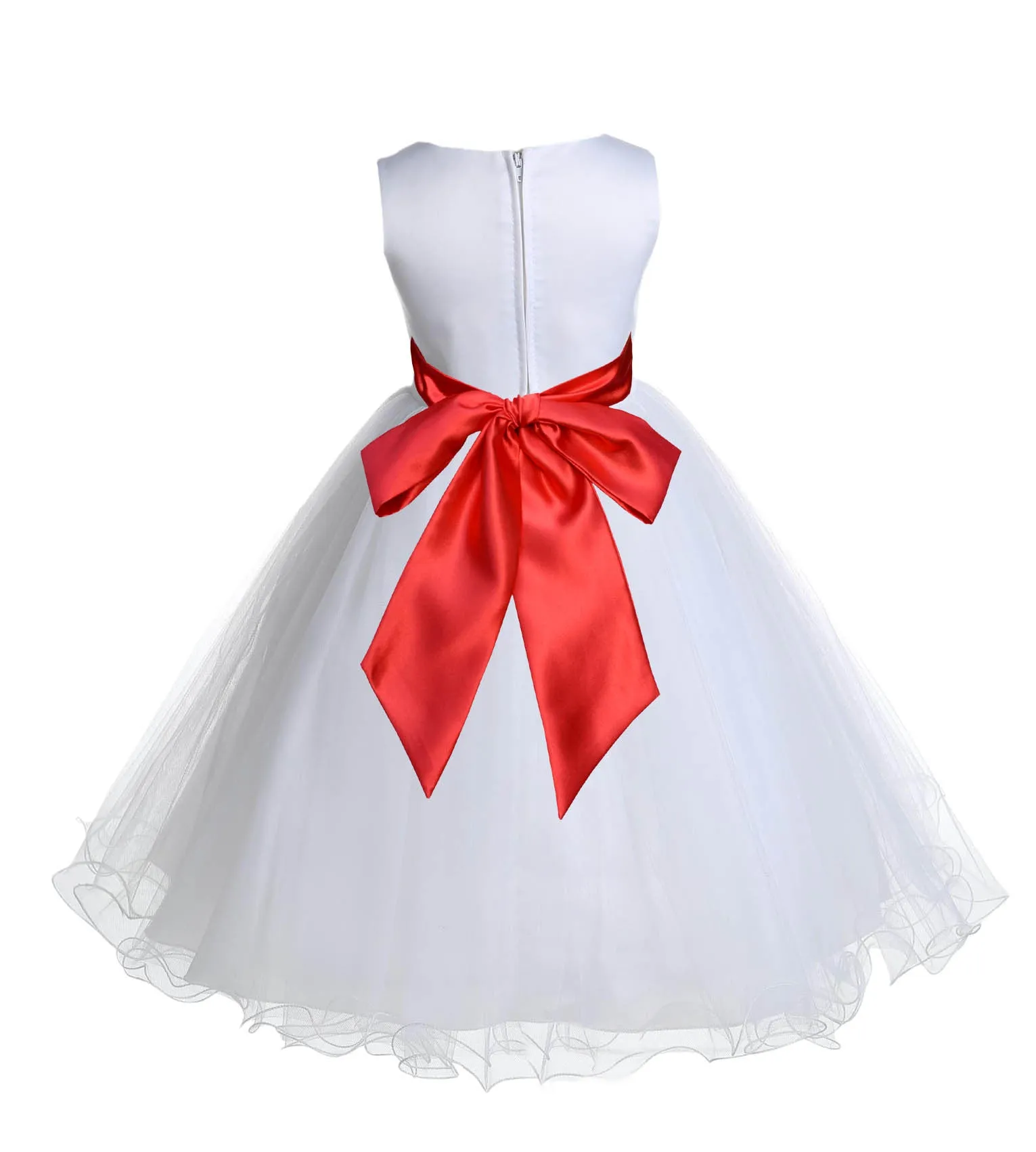 White Formal Wedding Pageant Special Occasions Rattail Edge Tulle Flower Girl Dress 829S(3)