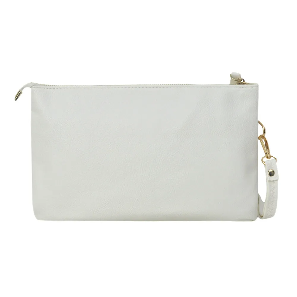 White NGIL Faux Leather Push Lock Clutch/Crossbody Bag
