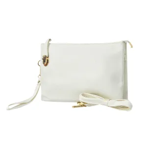 White NGIL Faux Leather Push Lock Clutch/Crossbody Bag