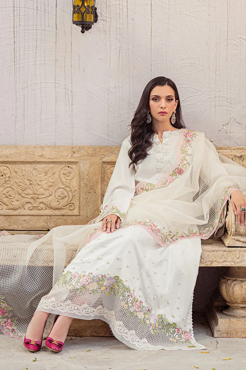 WHITE SAND MLE22-06 | Mushq Eid Pret Drop 2 | 3Pc Cotton Net Suit