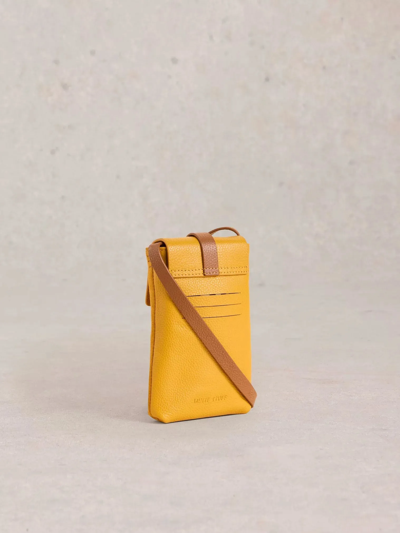 White Stuff Clara Buckle Leather Phone Bag Deep Yellow