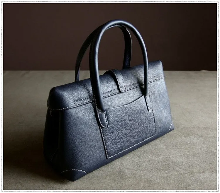 Womens Navy Work Leather Handbag Purse Leather Gray Work Shoulder Bag Handbag Purse for Ladies