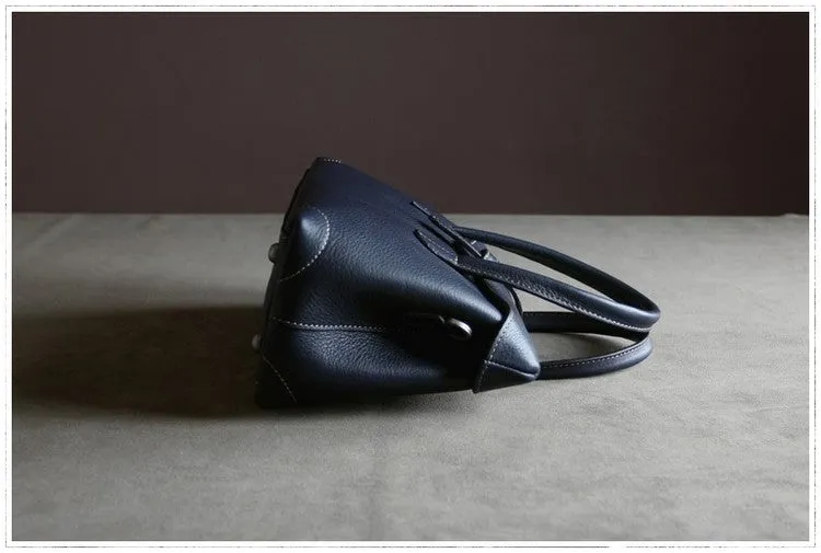 Womens Navy Work Leather Handbag Purse Leather Gray Work Shoulder Bag Handbag Purse for Ladies