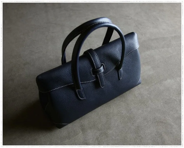 Womens Navy Work Leather Handbag Purse Leather Gray Work Shoulder Bag Handbag Purse for Ladies