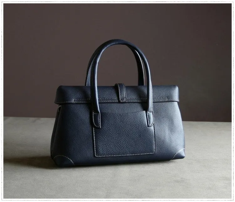 Womens Navy Work Leather Handbag Purse Leather Gray Work Shoulder Bag Handbag Purse for Ladies