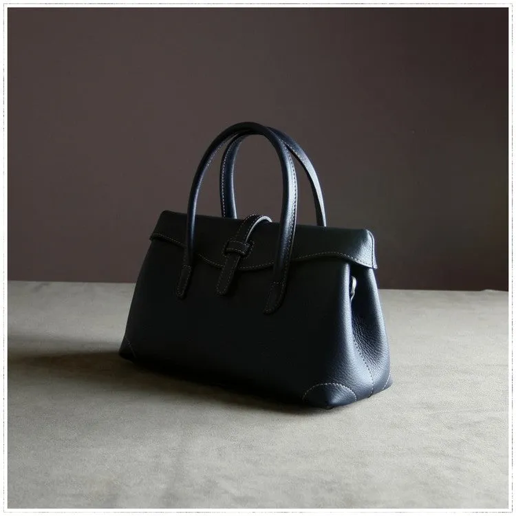 Womens Navy Work Leather Handbag Purse Leather Gray Work Shoulder Bag Handbag Purse for Ladies