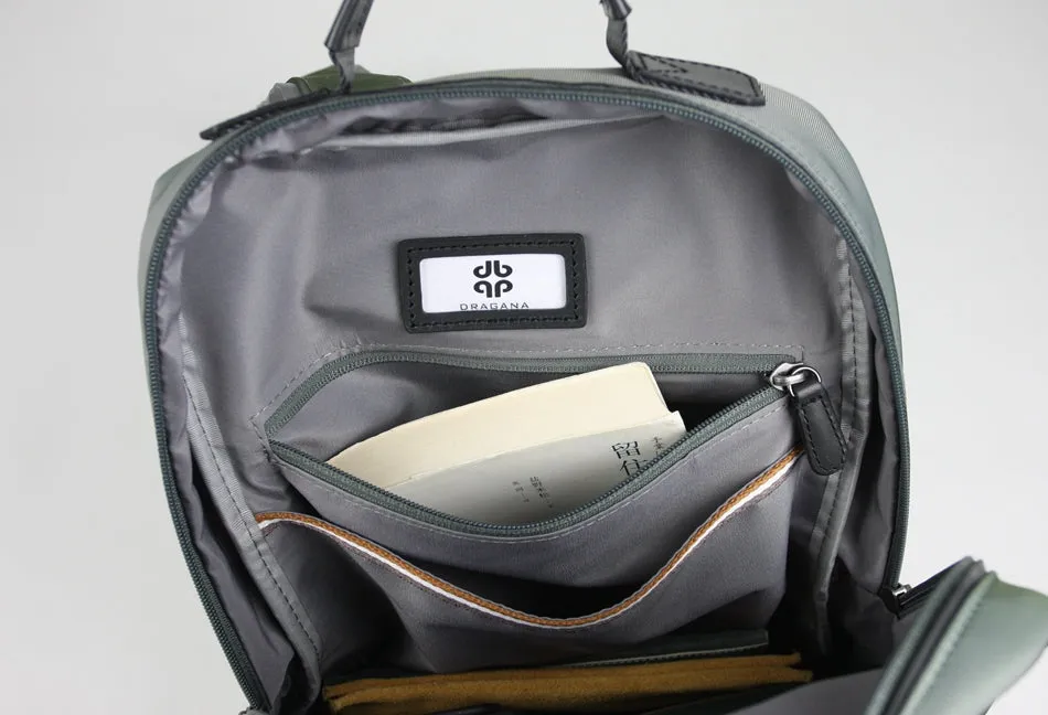 Womens Nylon Backpack Bag Khaki Best Satchel Backpack Nylon School Rucksack for Ladies