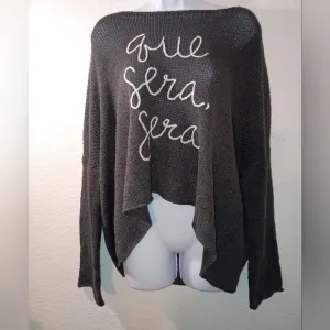 WOODIN SHIPS Gray Sweater with Script Design 60% Cotton 40% Acrylic
