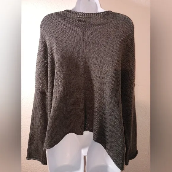 WOODIN SHIPS Gray Sweater with Script Design 60% Cotton 40% Acrylic