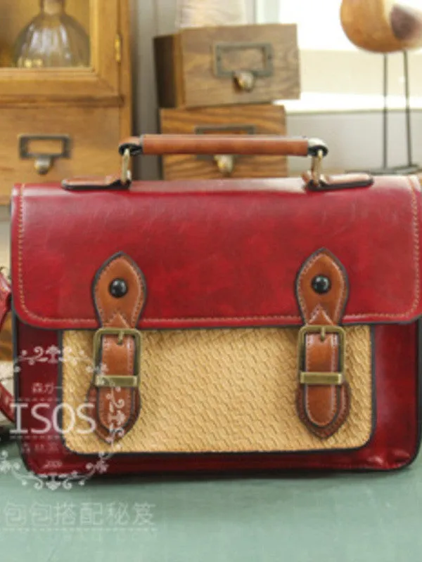 woven block vintage satchel