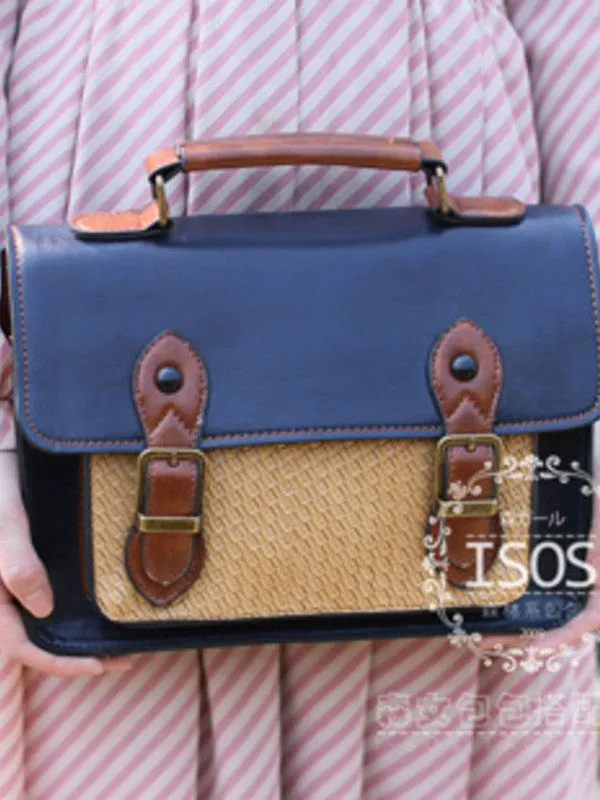 woven block vintage satchel