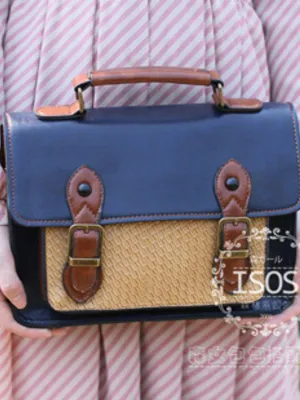 woven block vintage satchel