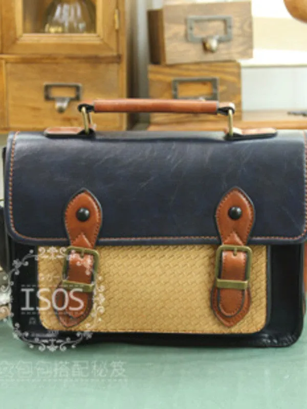 woven block vintage satchel
