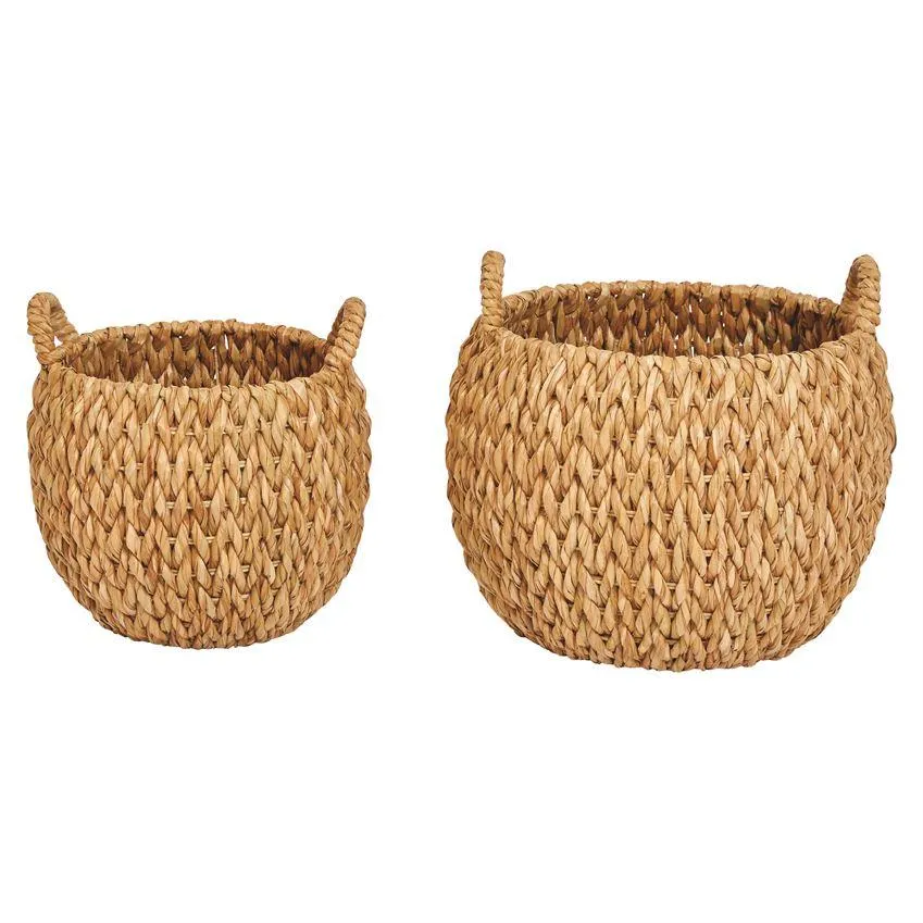 Woven Water Hyacinth Basket with Handles