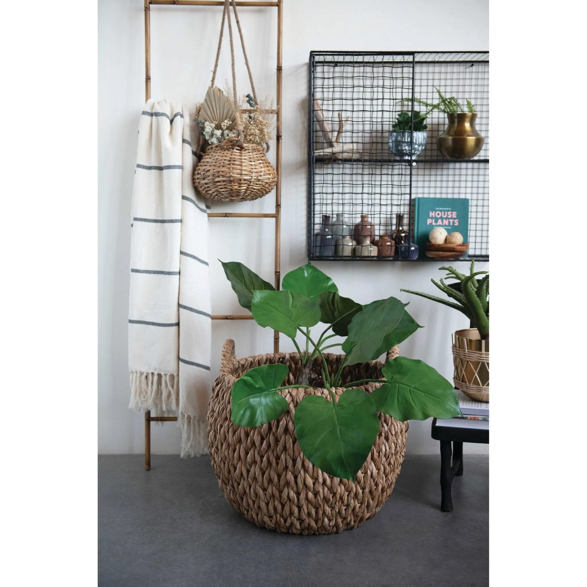 Woven Water Hyacinth Basket with Handles