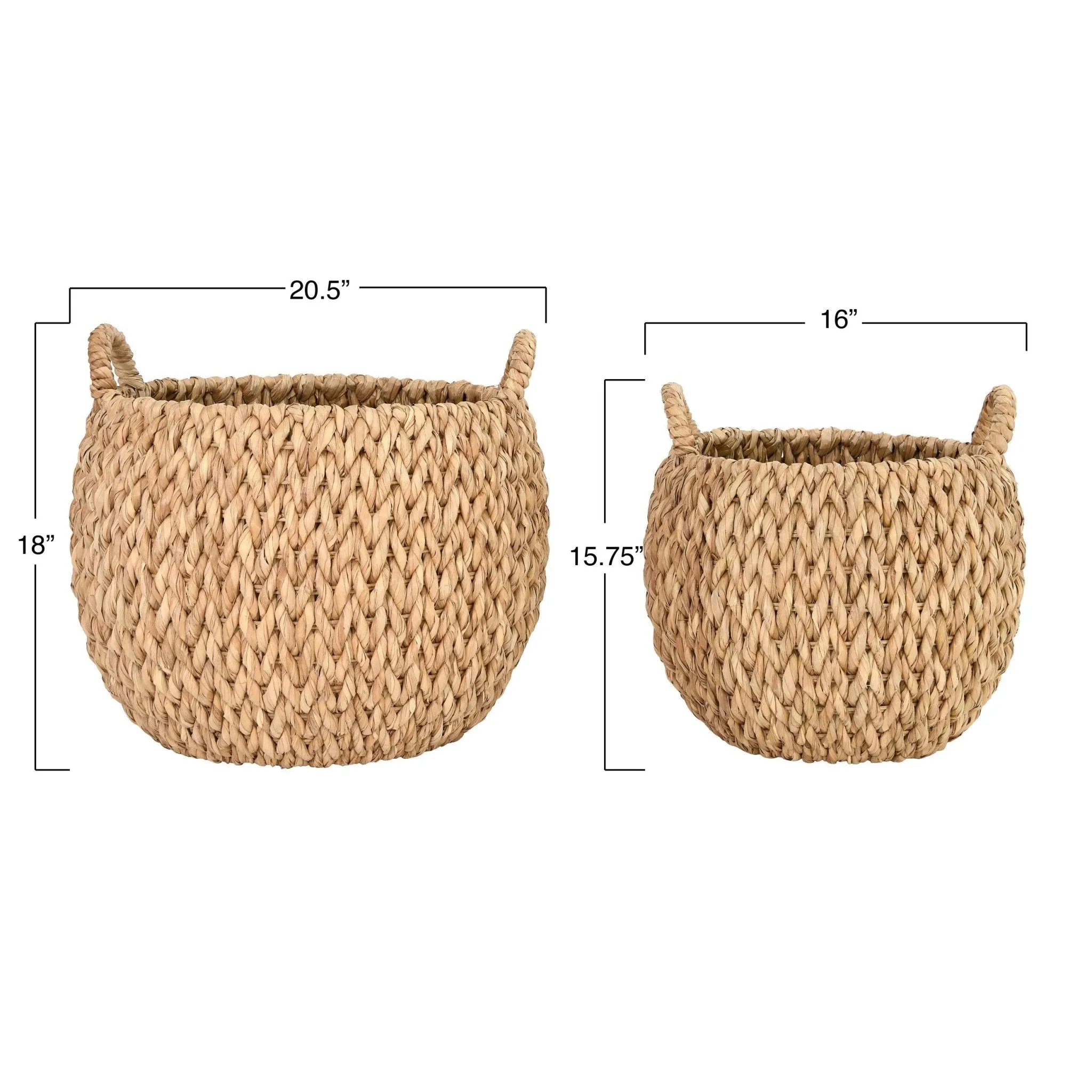 Woven Water Hyacinth Basket with Handles