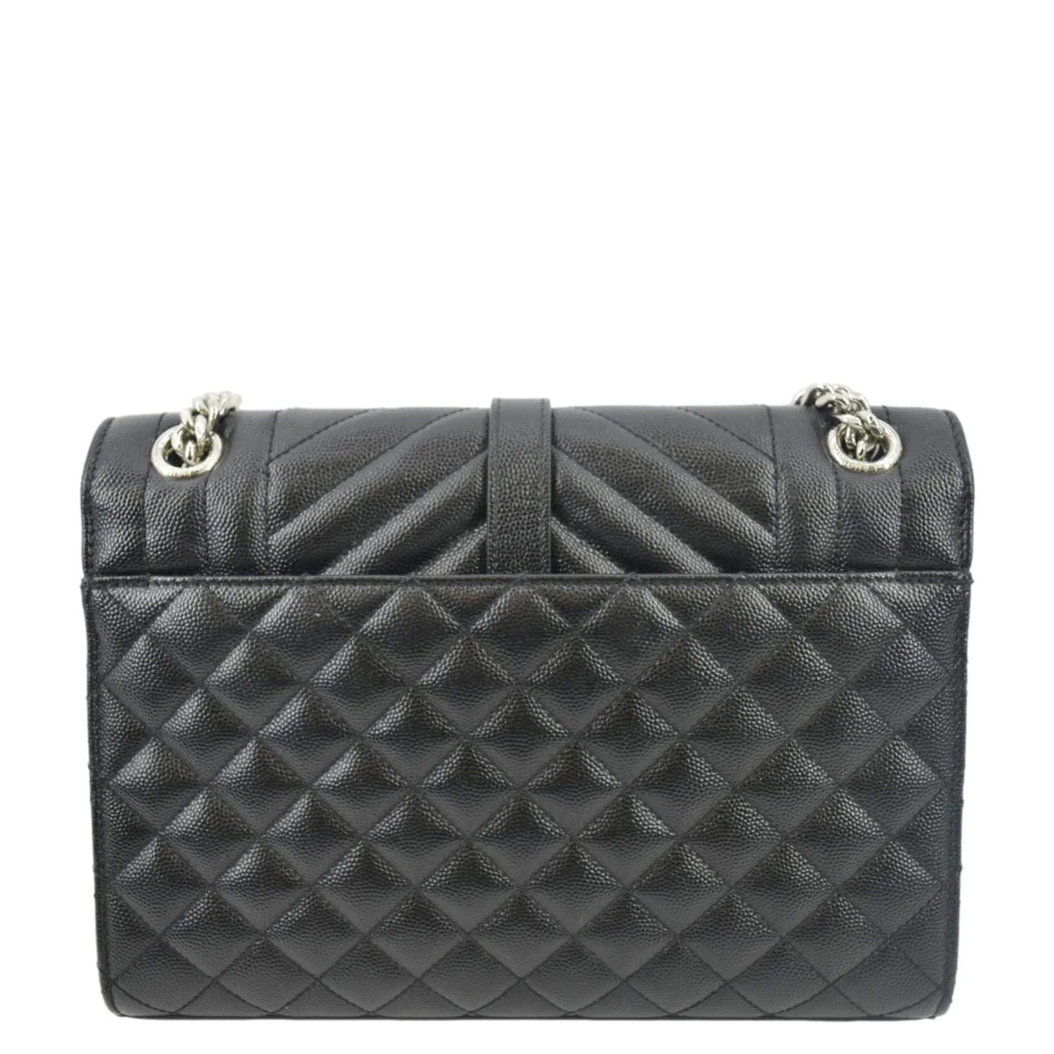 YVES SAINT LAURENT Envelope Medium Matelassé Leather Crossbody Chain Bag Black