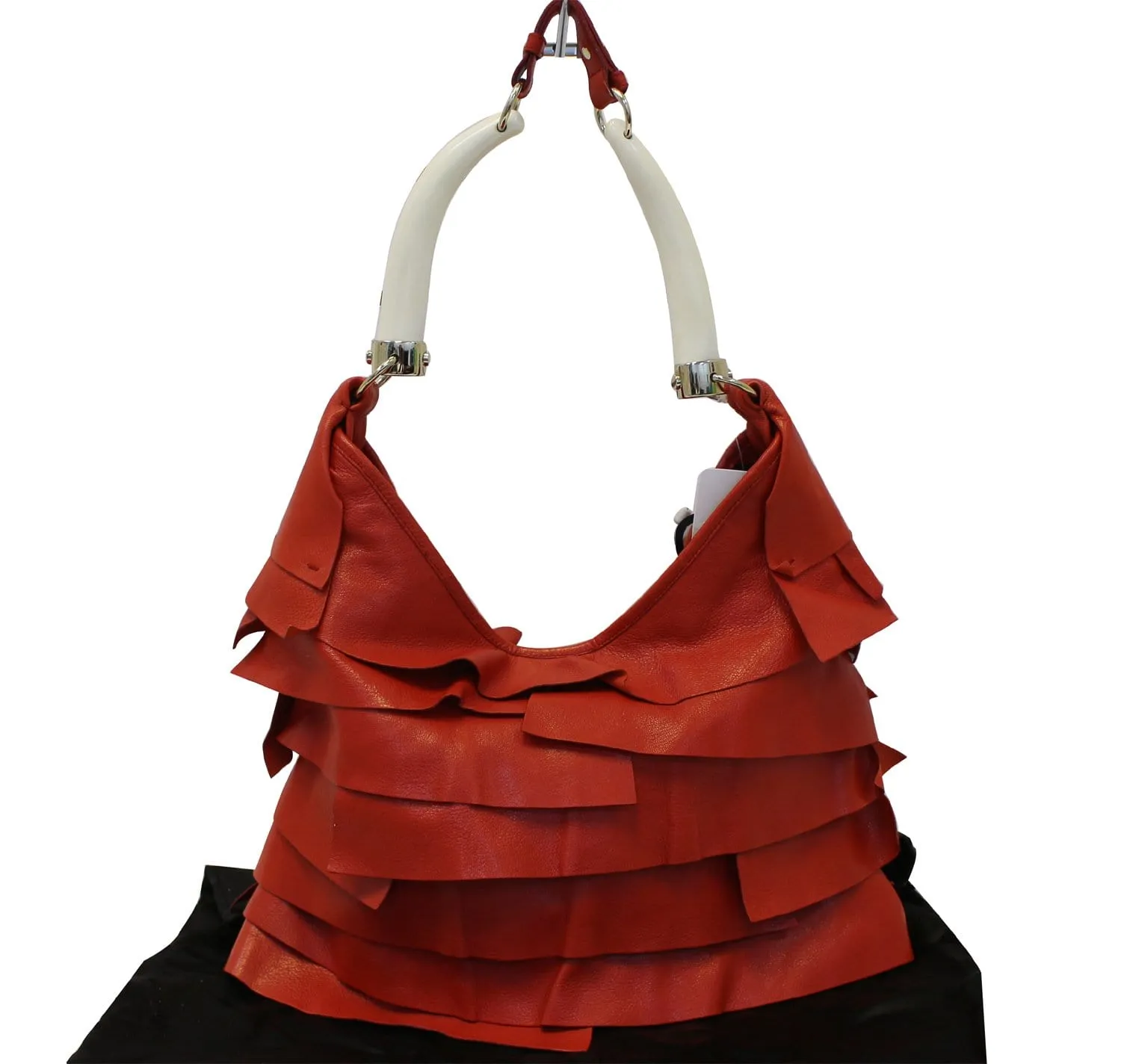 YVES SAINT LAURENT Red Leather St. Tropez Horn Bag - Final Call