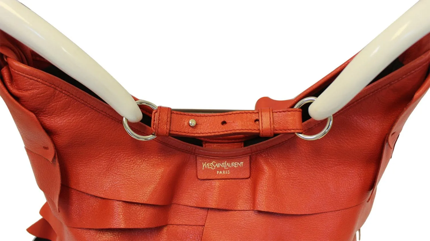 YVES SAINT LAURENT Red Leather St. Tropez Horn Bag - Final Call