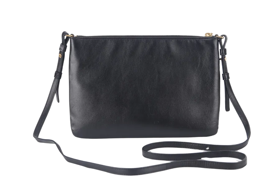 YVES SAINT LAURENT (YSL) TEEN MONOGRAM BLACK CALFSKIN CROSSBODY BAG GOLD HARDWARE WITH DUST COVER