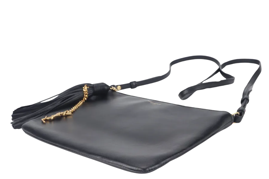 YVES SAINT LAURENT (YSL) TEEN MONOGRAM BLACK CALFSKIN CROSSBODY BAG GOLD HARDWARE WITH DUST COVER